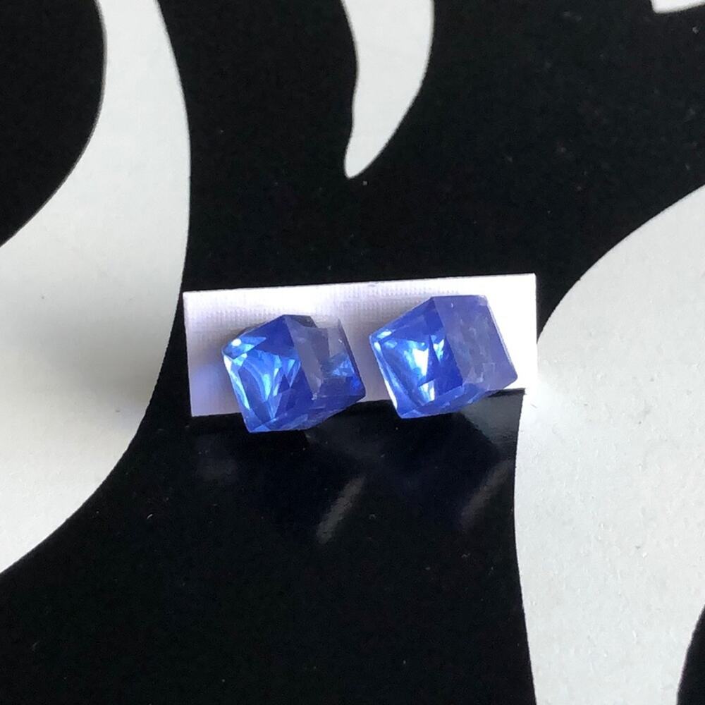 4 for $20 Blue/Purple Cube Stud Earrings